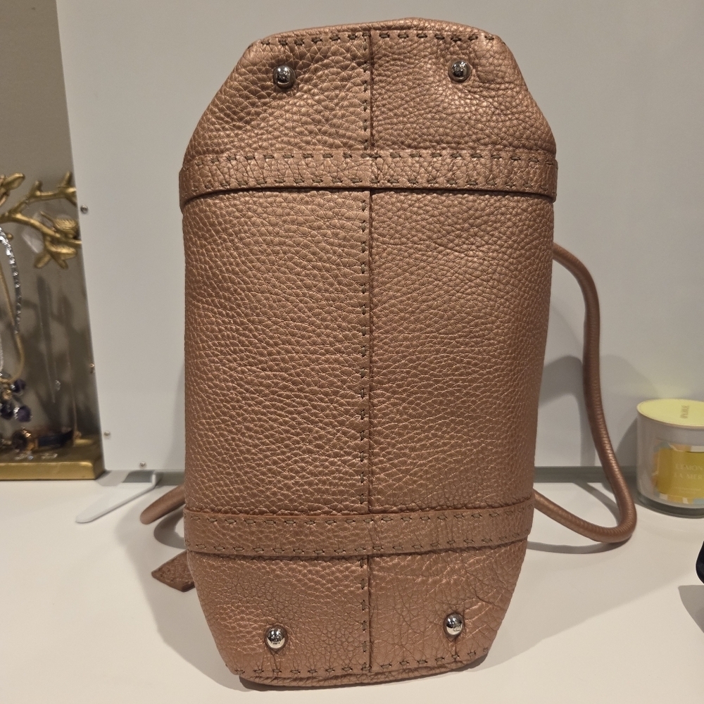 Fendi Selleria Linda Top Handle Bag Metallic Blush Pink Leather - Picture 5 of 11